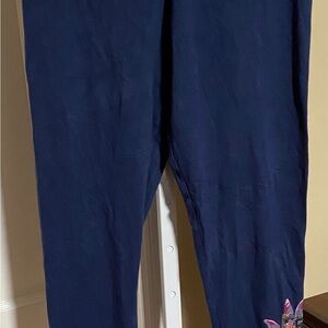 Victoria Secret Navy Blue Leggings with Floral Detail